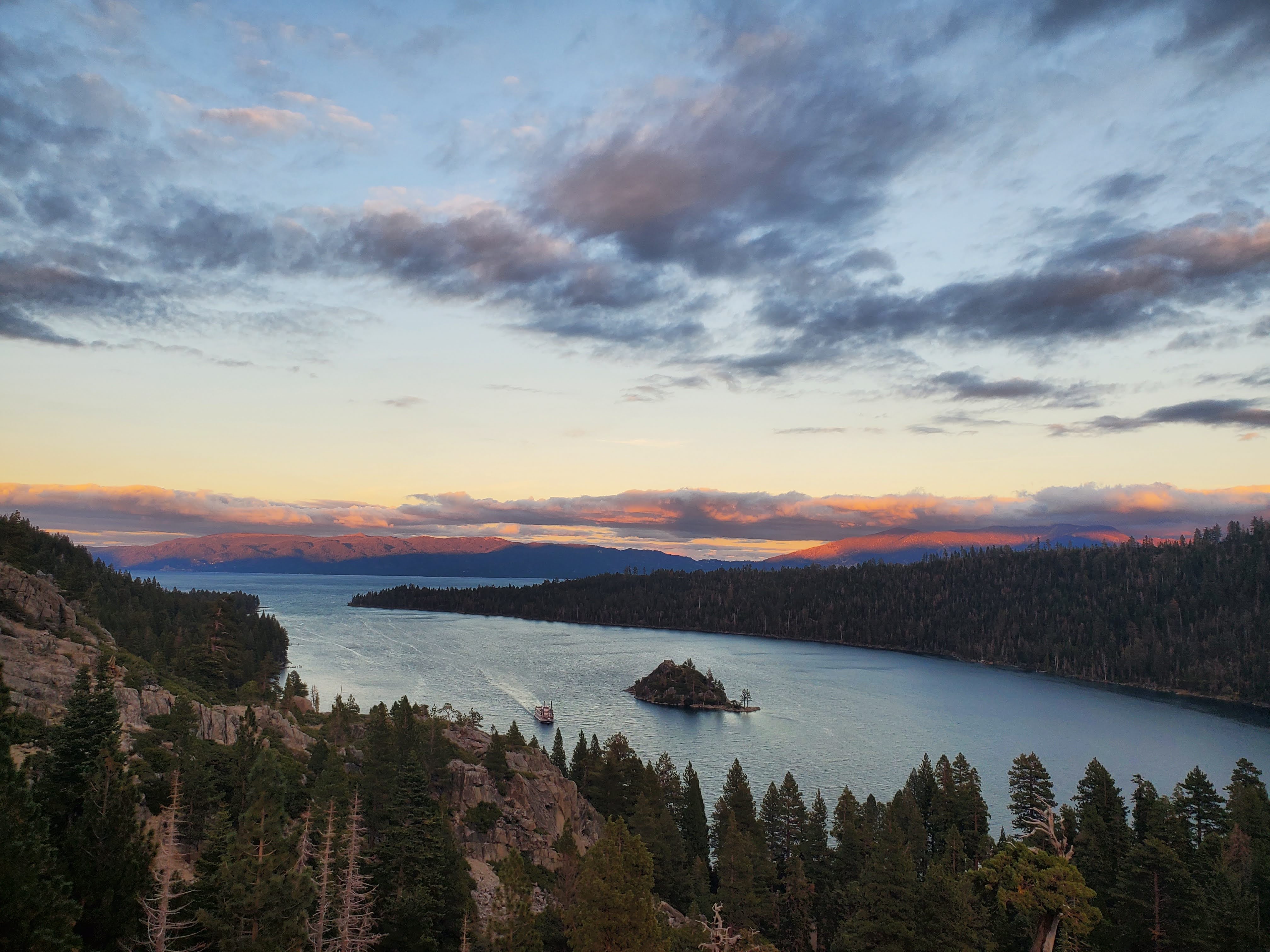 Spiritual landscape with serene lake and mountains